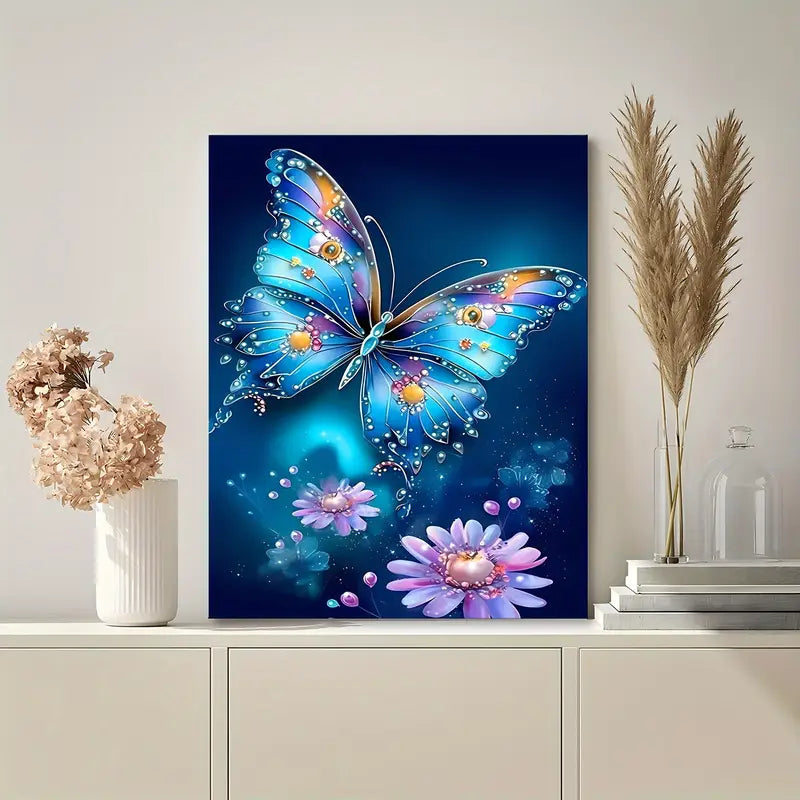 Tranquil Enchanting Blue Purple Butterfly Canvas Wall Art