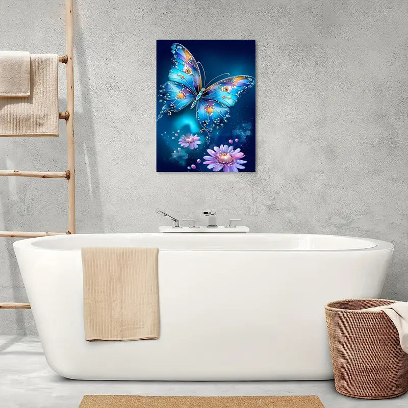 Tranquil Enchanting Blue Purple Butterfly Canvas Wall Art