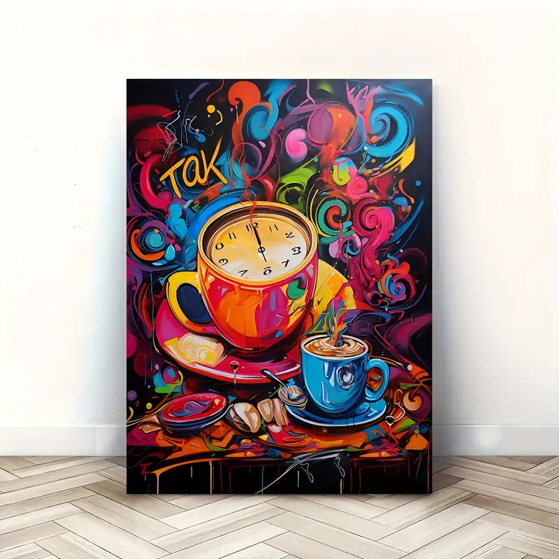 Fashionable Coffee Theme Wooden Frame Canvas Art