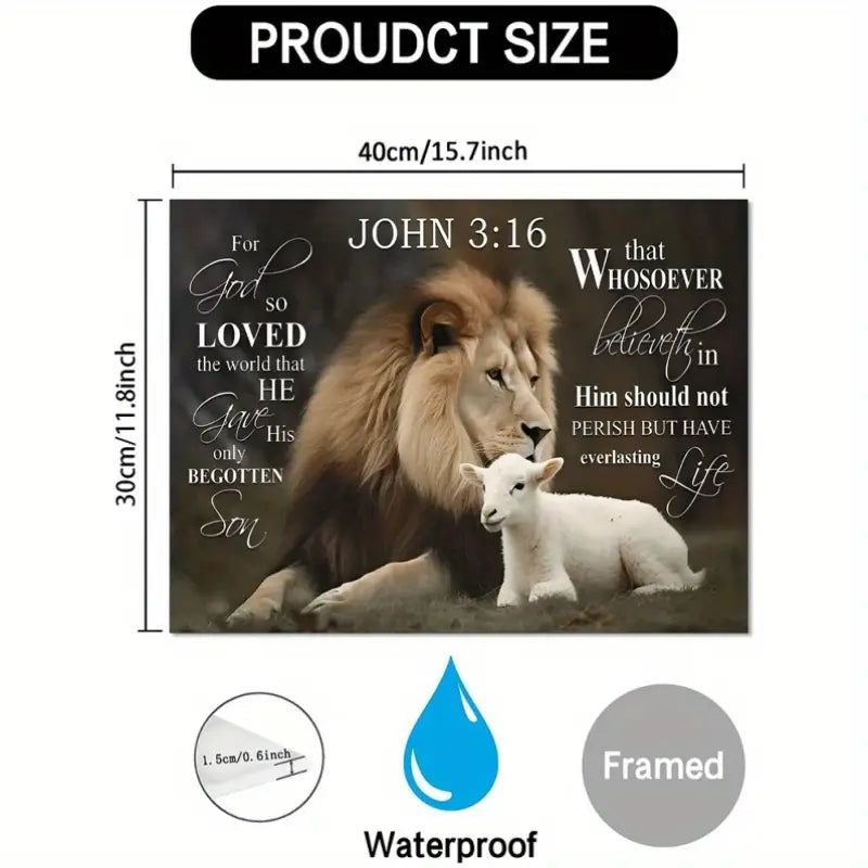 Inspirational Lion and Lamb Canvas Wall Art