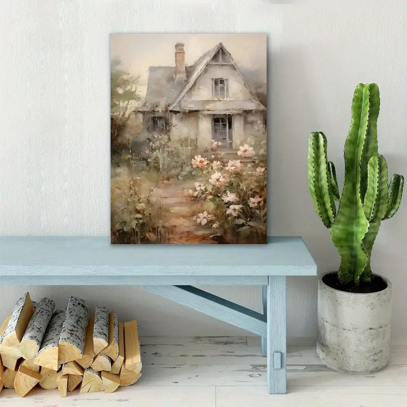 Art Print - Rustic Cottage and Floral Garden