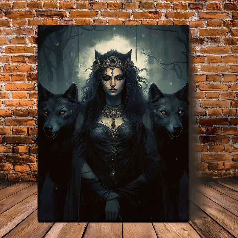 Vintage Dark Goddess Hecate and Medusa Canvas Art