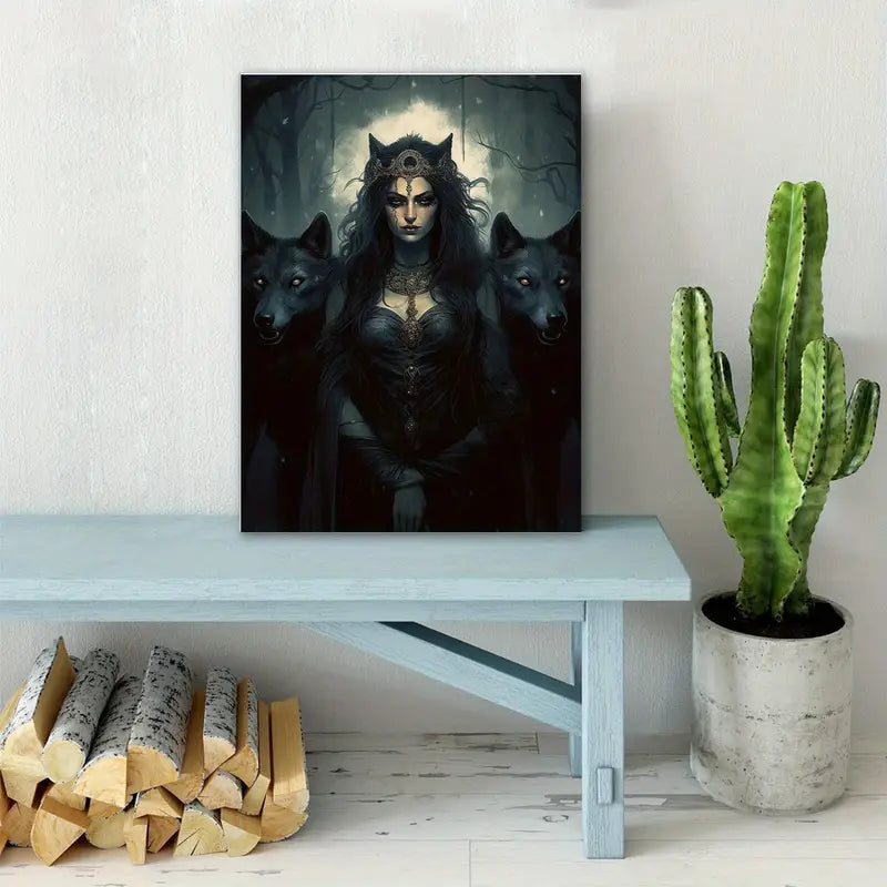 Vintage Dark Goddess Hecate and Medusa Canvas Art