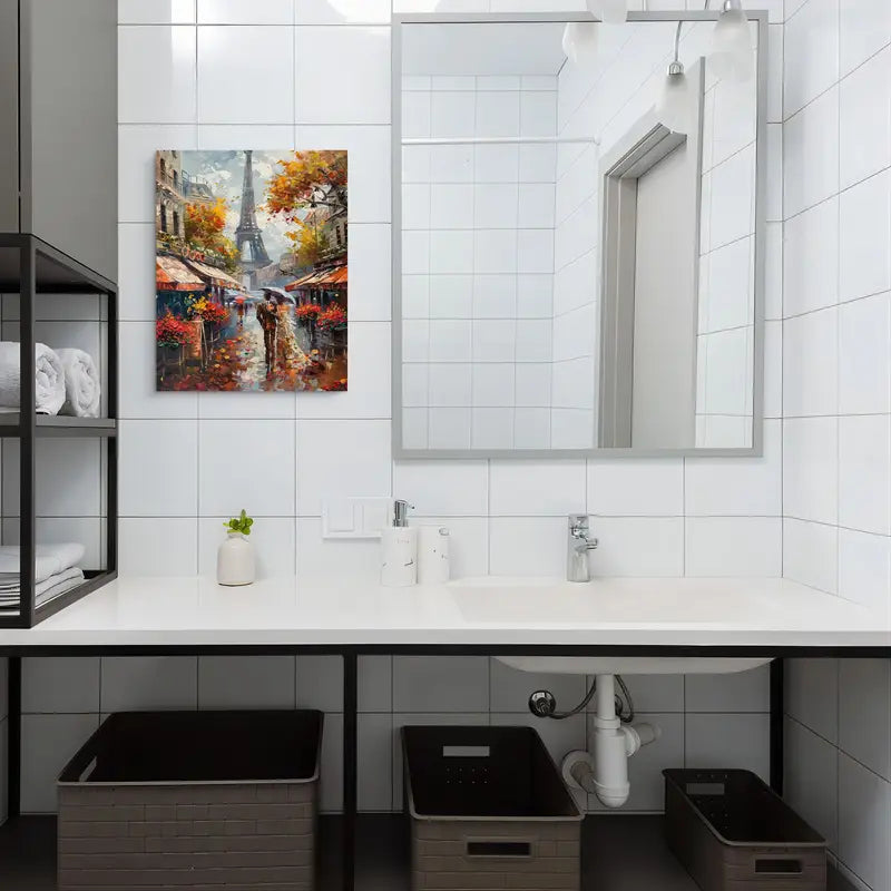 Romantic Paris Street Scene Couple Painting