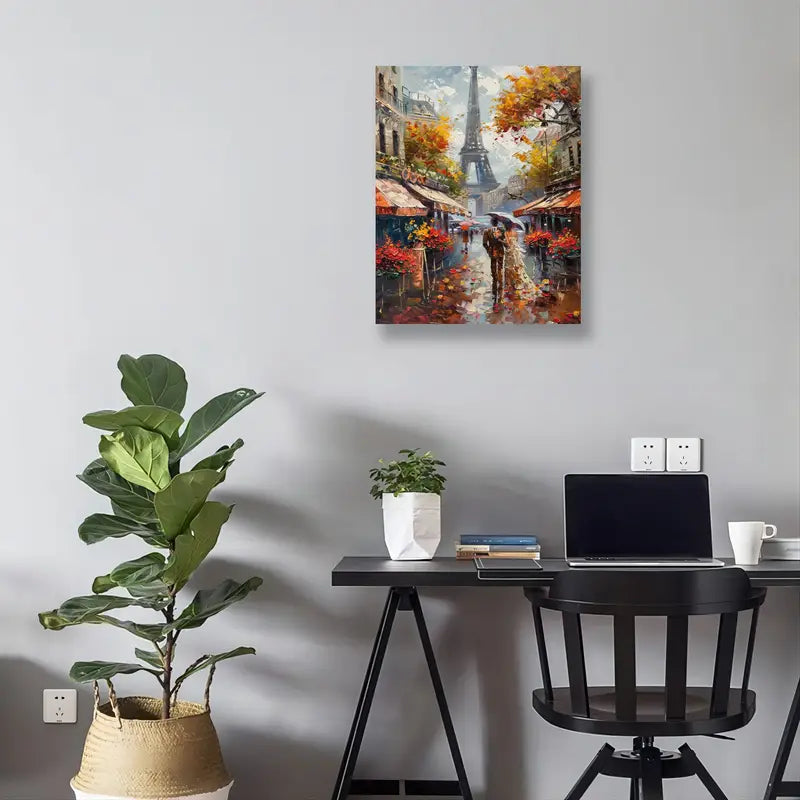 Romantic Paris Street Scene Couple Painting