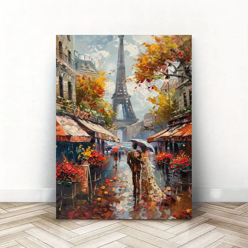 Romantic Paris Street Scene Couple Painting
