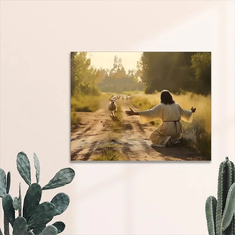 Jesus and Sheep Canvas Art