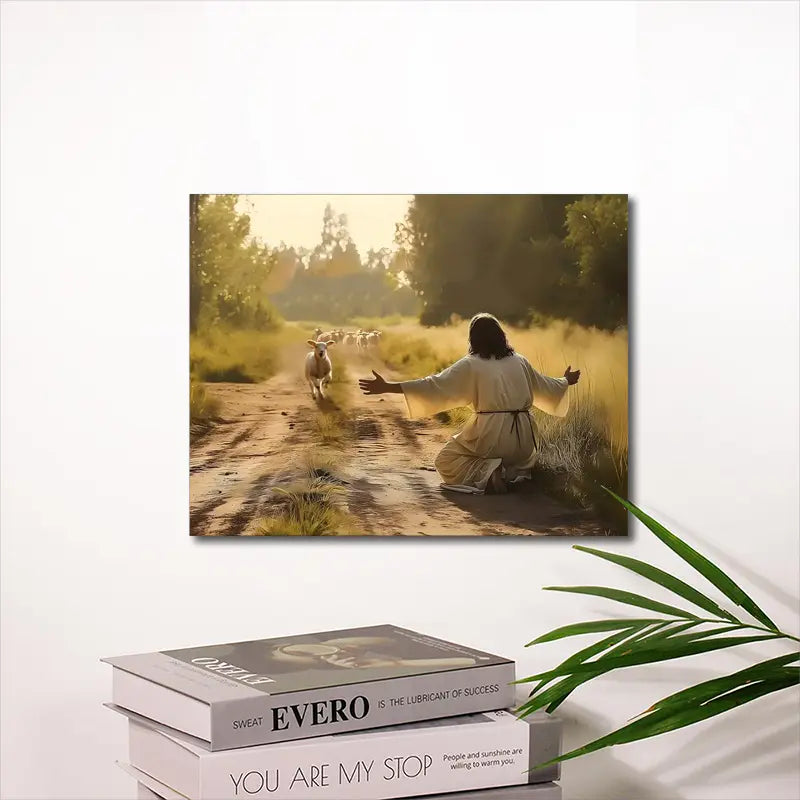 Jesus and Sheep Canvas Art