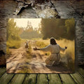 Jesus and Sheep Canvas Art