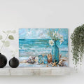 Waterproof Vibrant Coastal Scene with Starfish, Shells & White Flowers