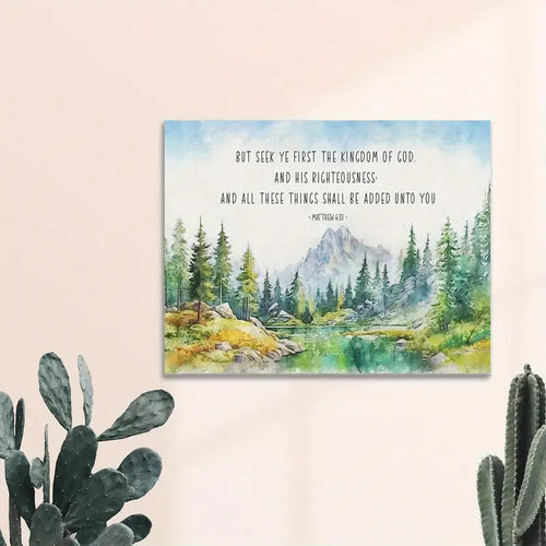 Deep Mountain Green Lake, 11.8x15.7 Inches Wooden Frame, Home Decor, Canvas Wall Art