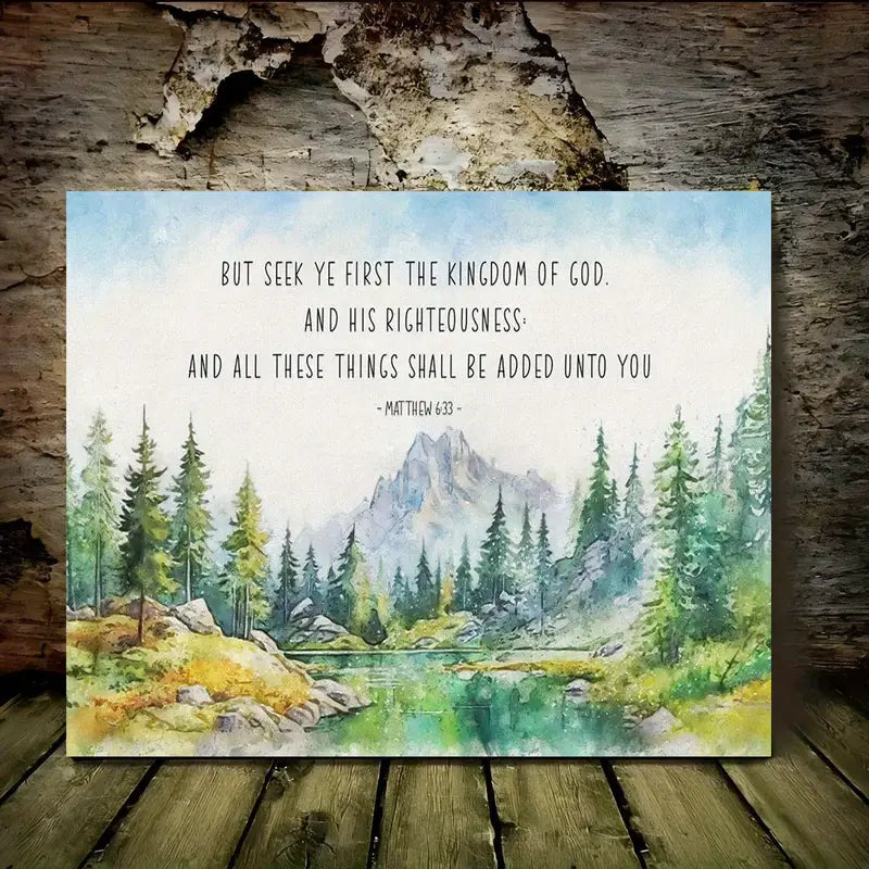 Deep Mountain Green Lake, 11.8x15.7 Inches Wooden Frame, Home Decor, Canvas Wall Art