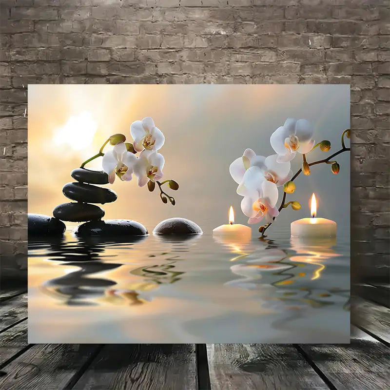 Zen Orchid Canvas Wall Art with Wooden Frame