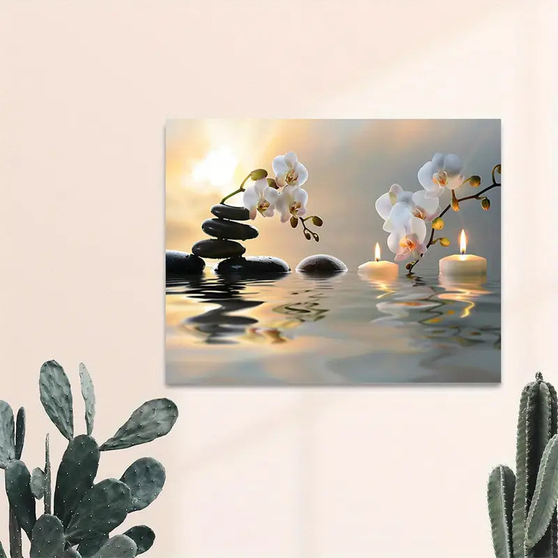 Zen Orchid Canvas Wall Art with Wooden Frame