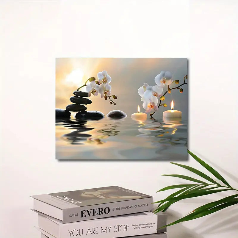 Zen Orchid Canvas Wall Art with Wooden Frame