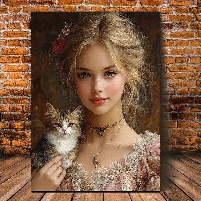 Elegant Victorian Lady with Cat