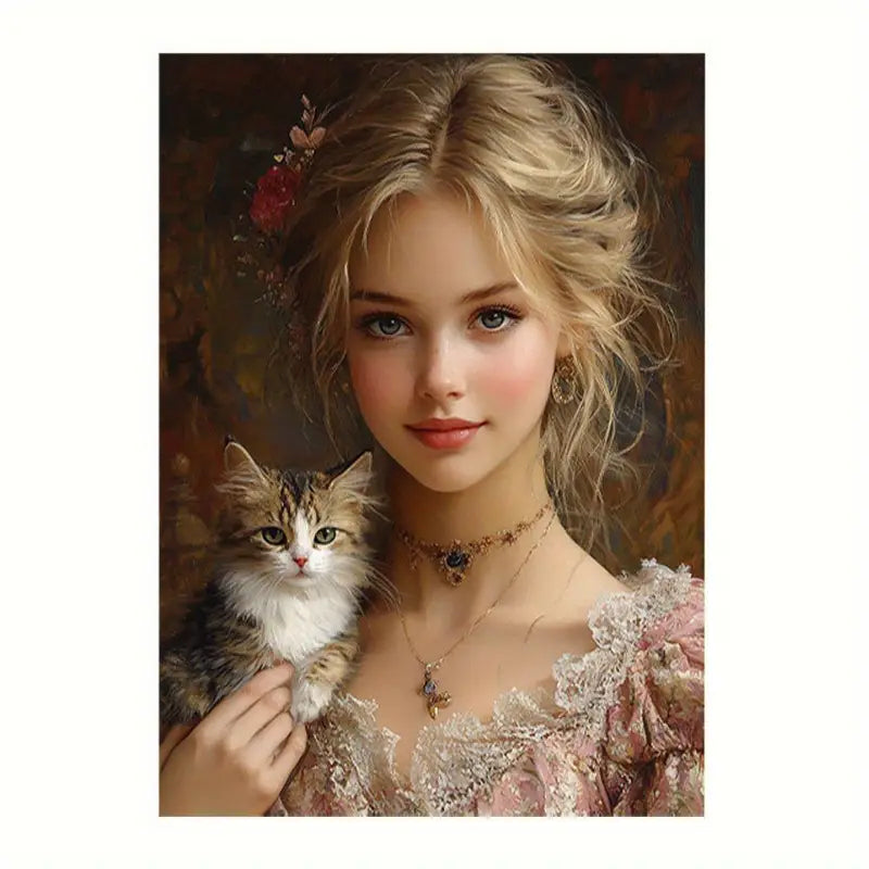 Elegant Victorian Lady with Cat