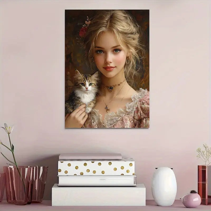 Elegant Victorian Lady with Cat