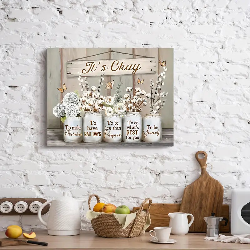 "It'S OK" Quote, Flowers And Butterfly Design