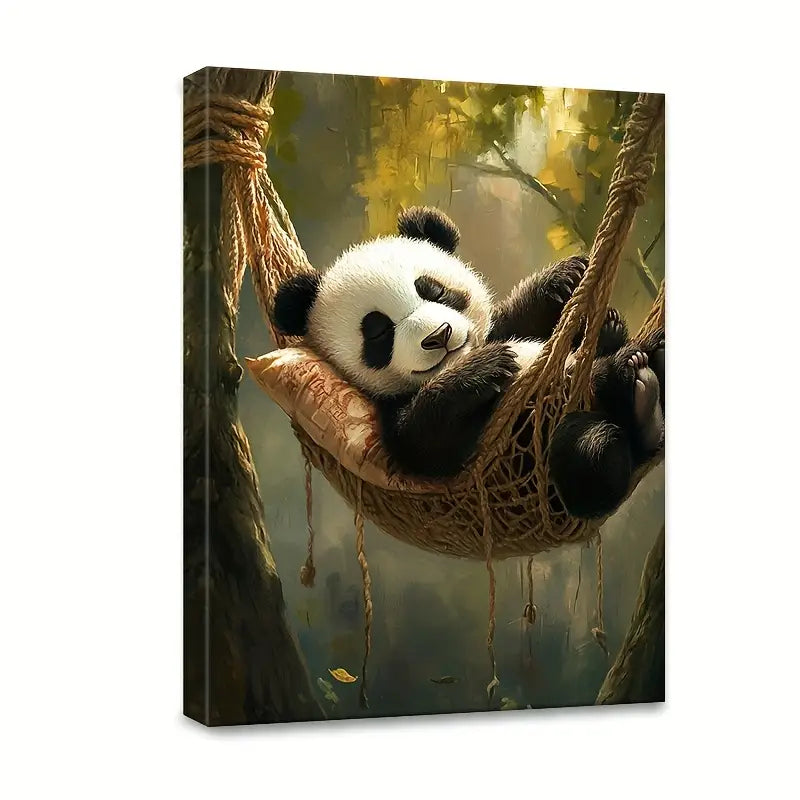 Charming Panda Hammock Canvas Wall Art
