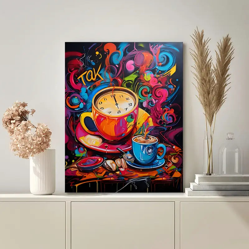 Fashionable Coffee Theme Wooden Frame Canvas Art