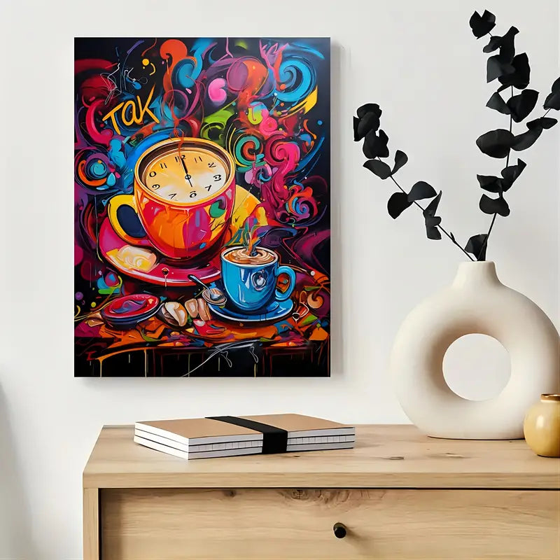 Fashionable Coffee Theme Wooden Frame Canvas Art