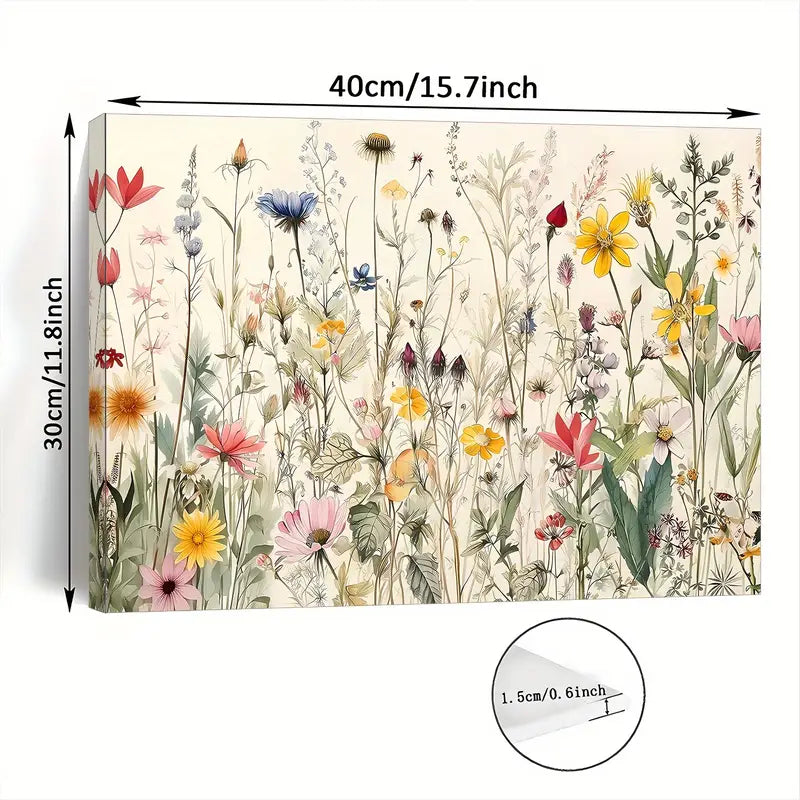 Vibrant Wildflower Canvas Wall Art - 11.8x15.7 Inch