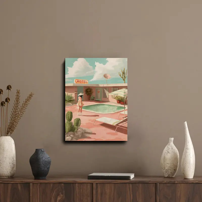 A Vintage Desert Motel Canvas Art Print