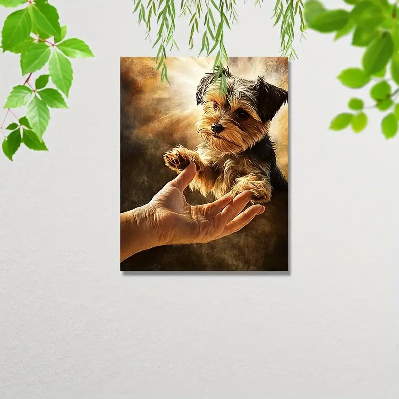 A Charming Canvas Print Featuring a Puppy