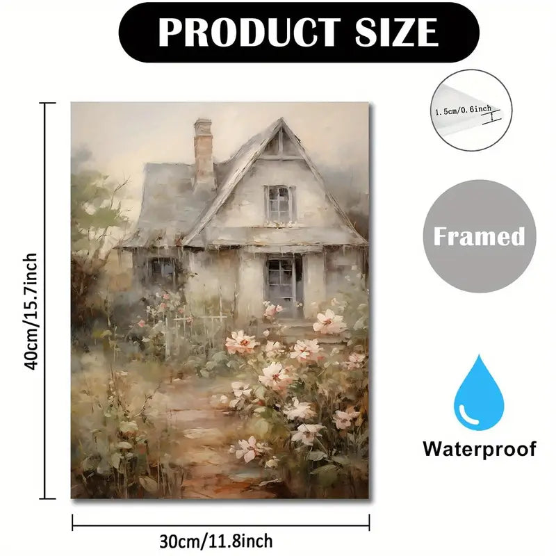 Art Print - Rustic Cottage and Floral Garden