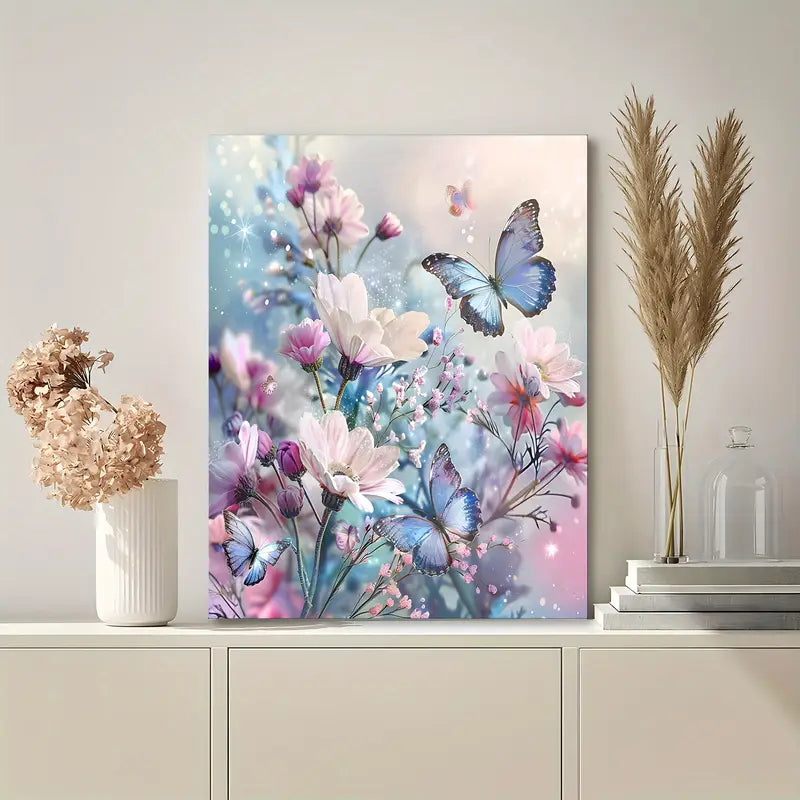 Vibrant Floral &amp; Butterfly Canvas Wall Art - 11.8"x15.7"