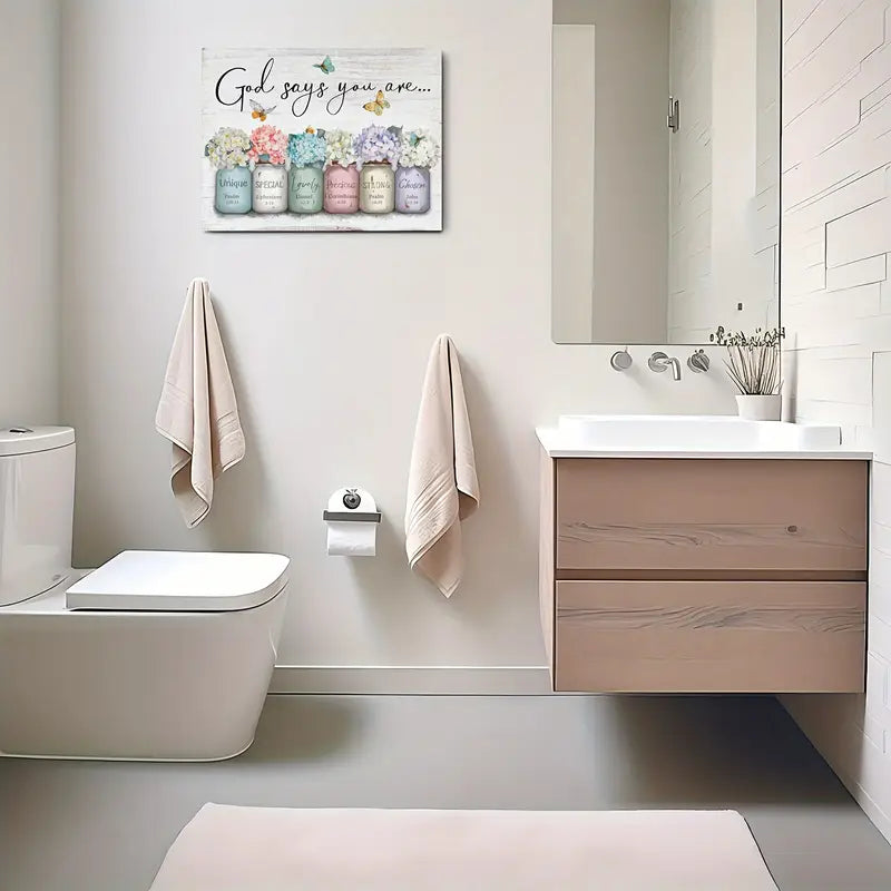 God Says You Are..." Inspirational Quote with Butterflies &amp; Floral Design