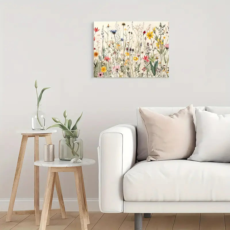 Vibrant Wildflower Canvas Wall Art - 11.8x15.7 Inch
