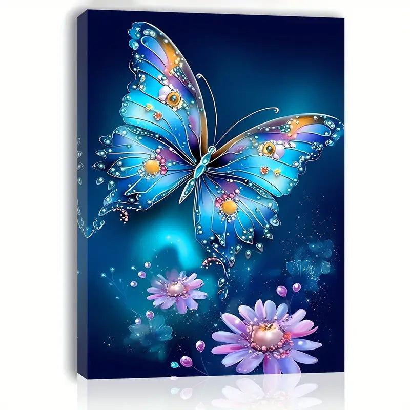 Tranquil Enchanting Blue Purple Butterfly Canvas Wall Art