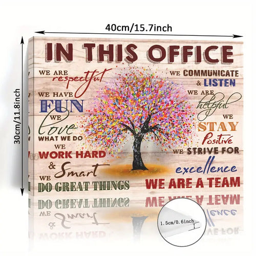 "IN This Office, We Are a Team", Colorful Tree Motivational Wall Art Print