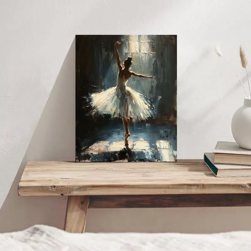 Elegant Ballet Dancer Canvas Print with Wooden Frame - 11.8x15.7 Inch