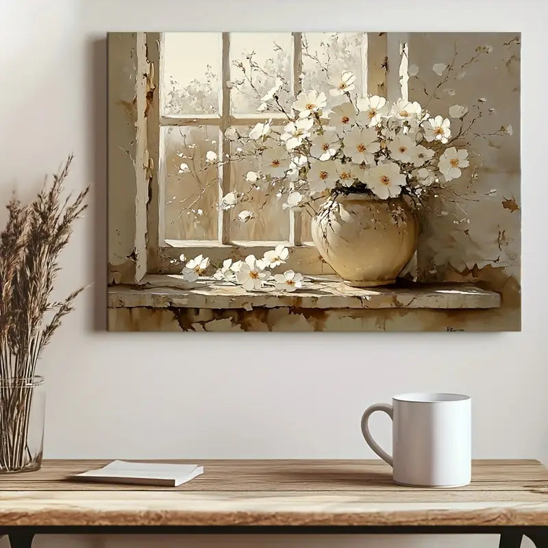 Vintage White Flowers in Vase