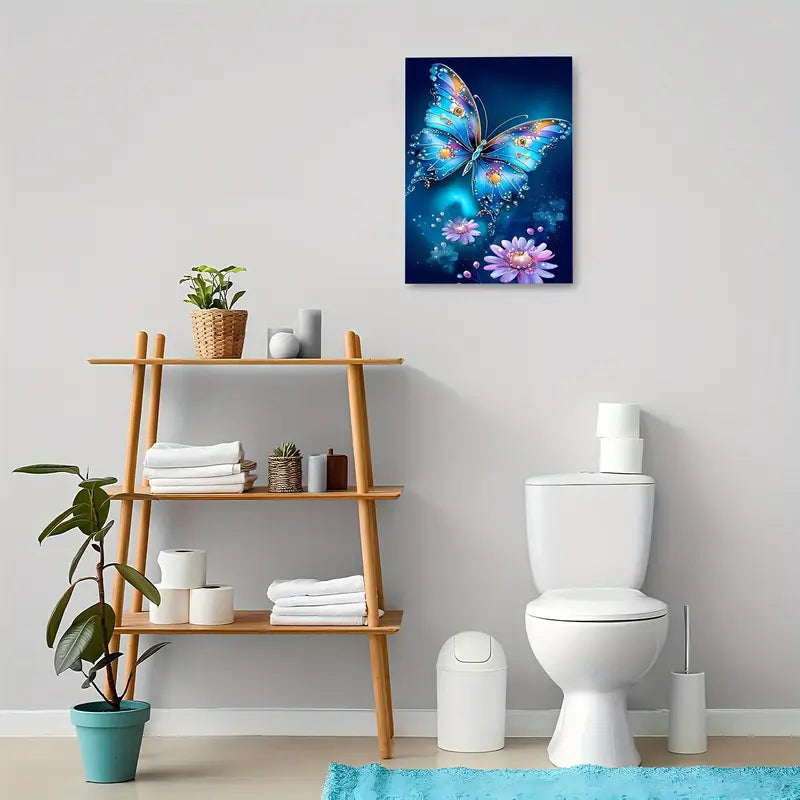 Tranquil Enchanting Blue Purple Butterfly Canvas Wall Art