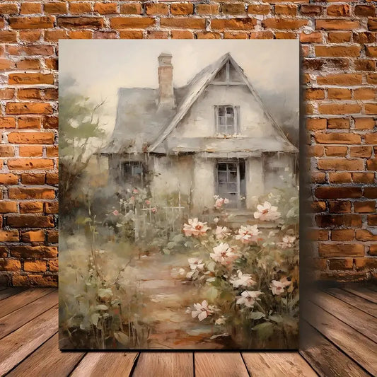 Art Print - Rustic Cottage and Floral Garden