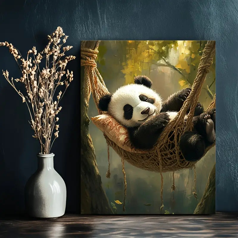 Charming Panda Hammock Canvas Wall Art