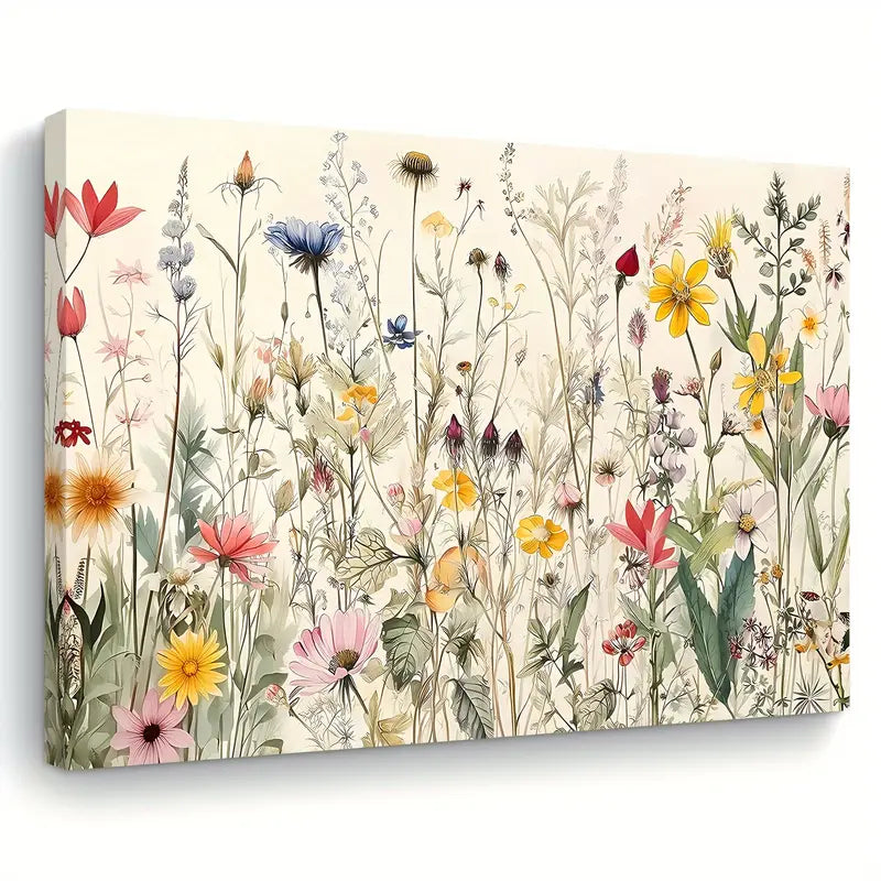 Vibrant Wildflower Canvas Wall Art - 11.8x15.7 Inch