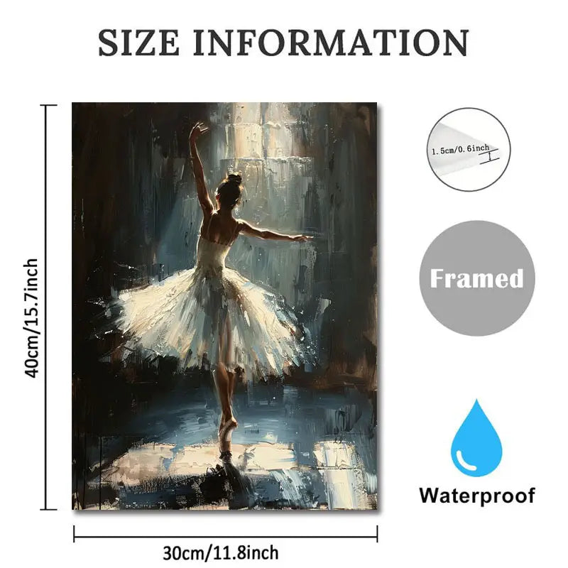 Elegant Ballet Dancer Canvas Print with Wooden Frame - 11.8x15.7 Inch