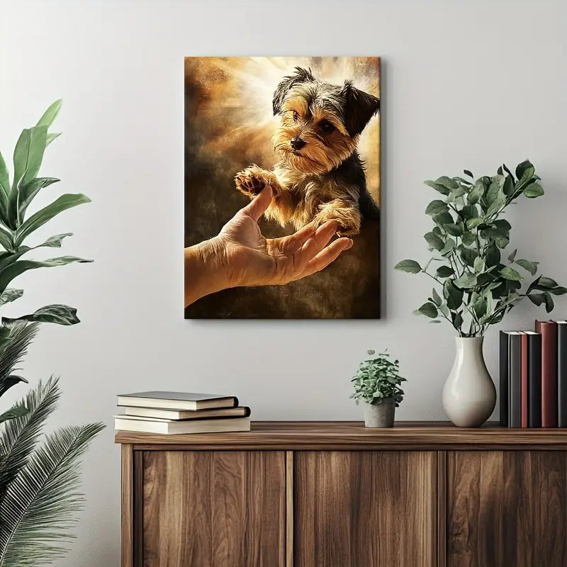 A Charming Canvas Print Featuring a Puppy
