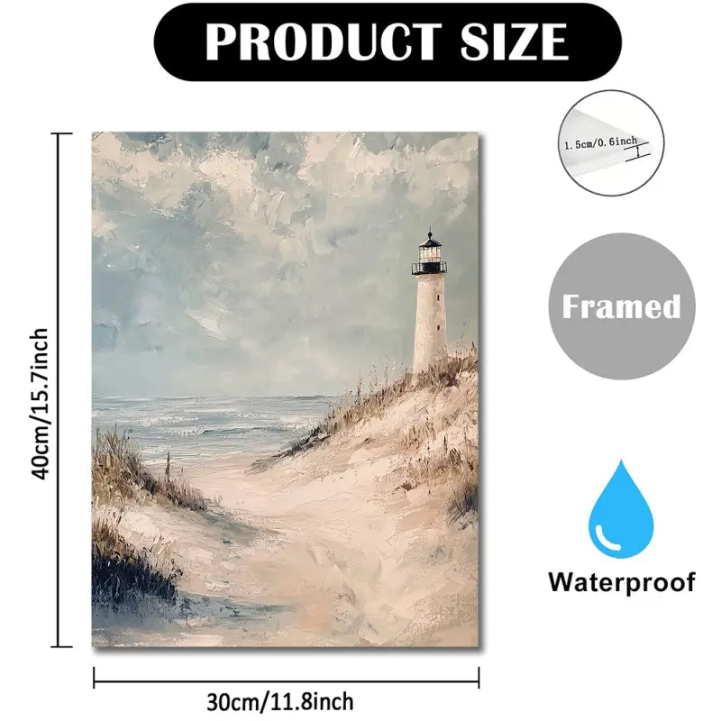 Lighthouse Coastal Canvas Wall Art - 11.8x15.7 Inch