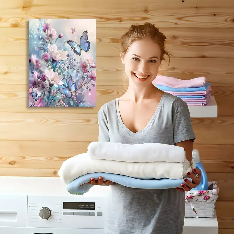 Vibrant Floral &amp; Butterfly Canvas Wall Art - 11.8"x15.7"