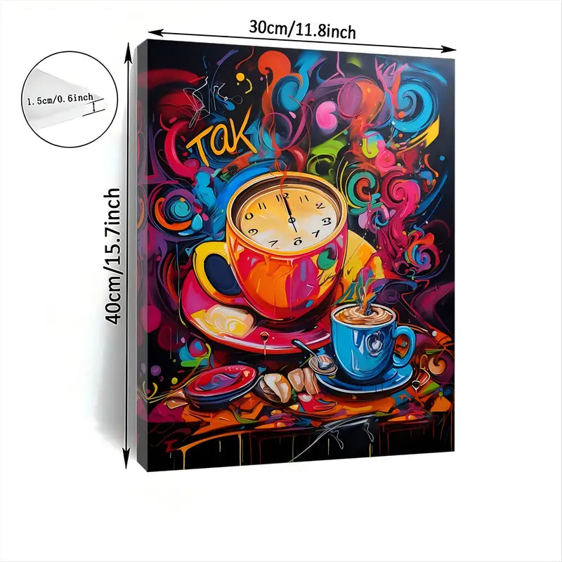 Fashionable Coffee Theme Wooden Frame Canvas Art