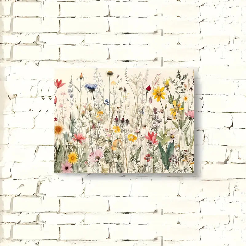Vibrant Wildflower Canvas Wall Art - 11.8x15.7 Inch