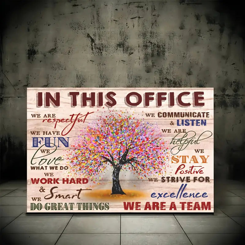 "IN This Office, We Are a Team", Colorful Tree Motivational Wall Art Print