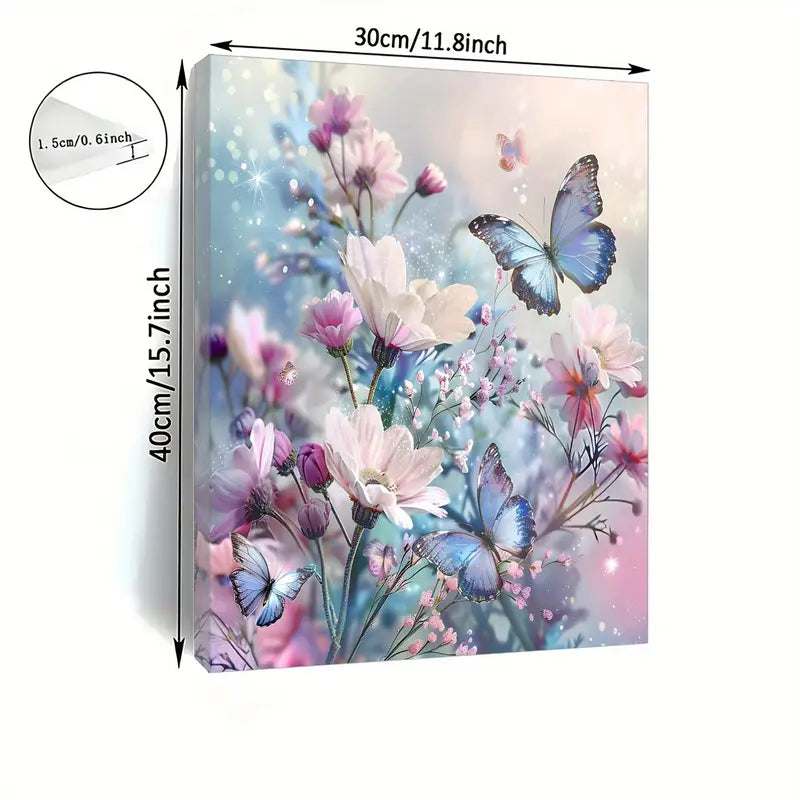 Vibrant Floral &amp; Butterfly Canvas Wall Art - 11.8"x15.7"