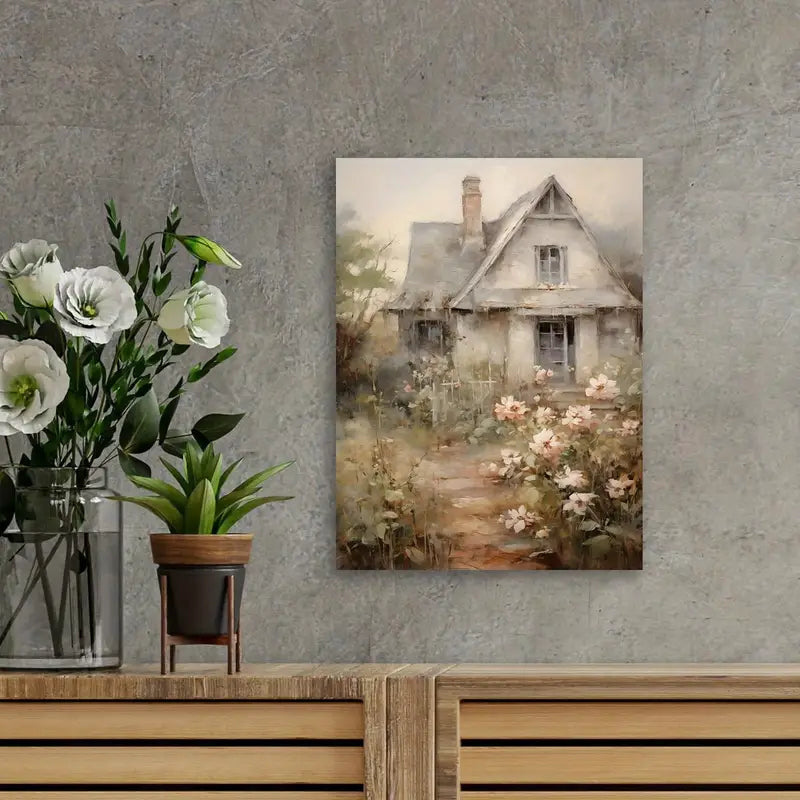 Art Print - Rustic Cottage and Floral Garden